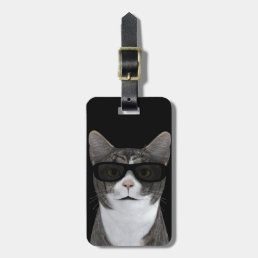 Cool Cat With Black Sunglasses Luggage Tag