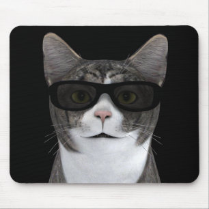 Cool Cat With Black Sunglasses Mouse Pad