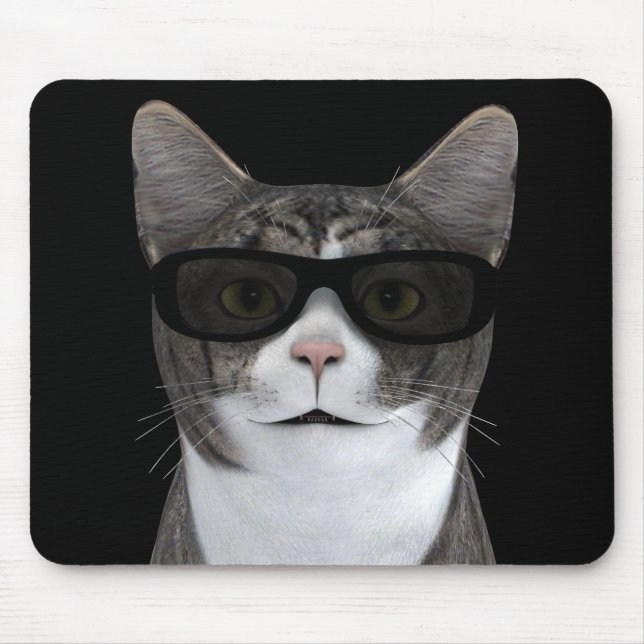 Cool Cat With Black Sunglasses Mouse Pad (Front)