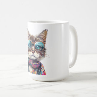 Cool Cat with Glasses Coffee Mug