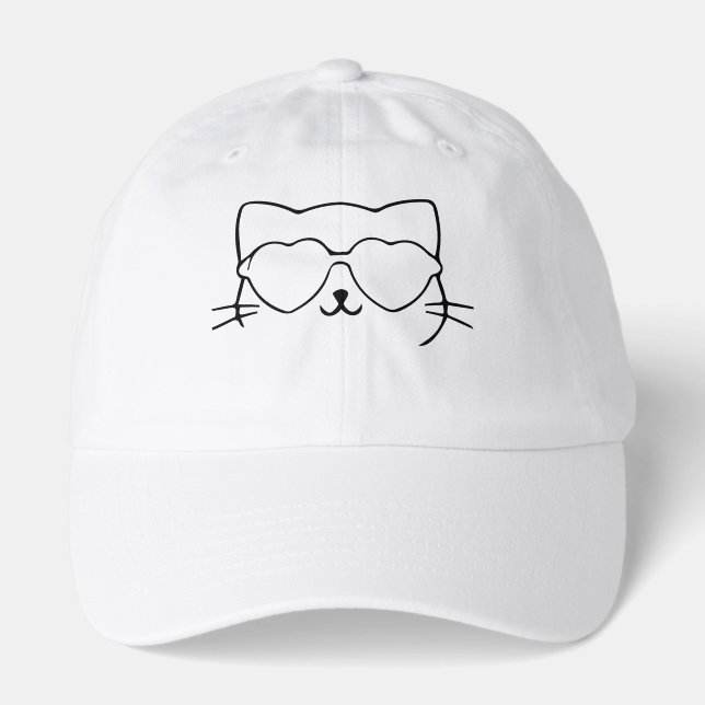 Cool Cat with Glasses – Funny Stylish Cat Illustra Hat (Front)