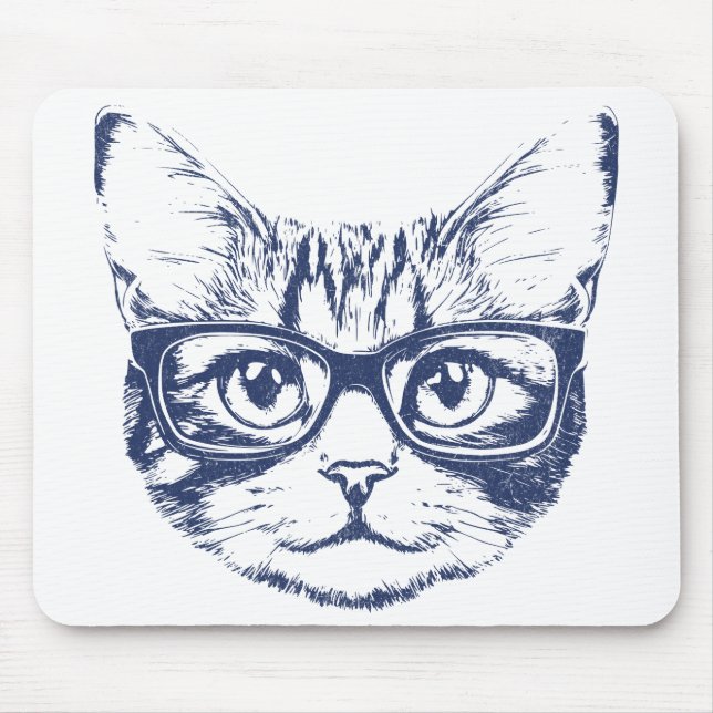 Cool Cat with Glasses  Mouse Pad (Front)