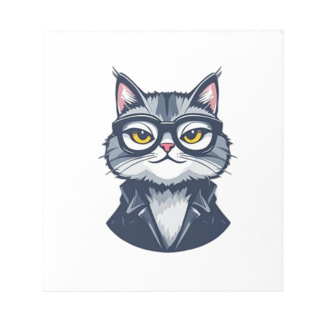 Cool Cat with Glasses Notepad (Front)