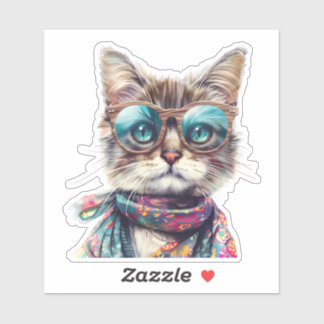 Cool Cat with Glasses Sticker