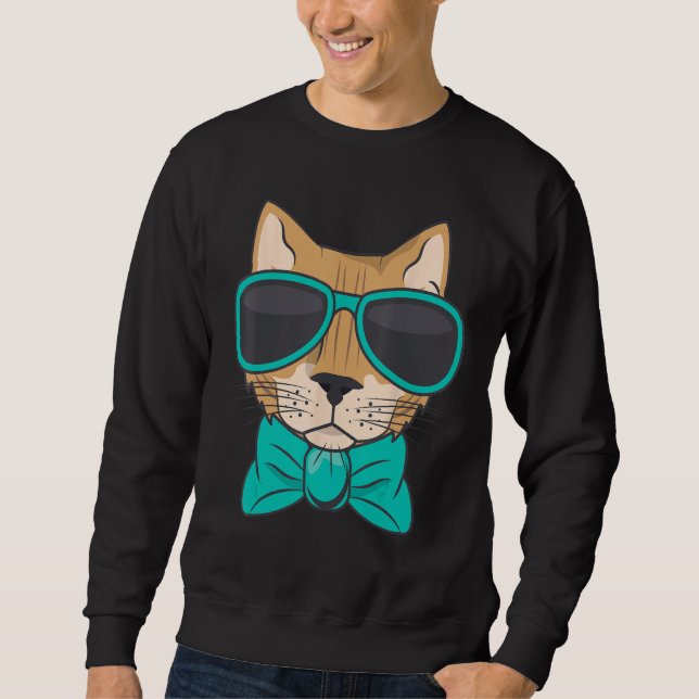 Cool Cat With Glasses Sweatshirt (Front)
