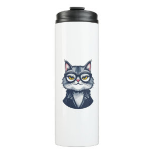 "Cool Cat with Glasses Thermal Tumbler" Thermal Tumbler