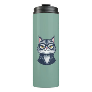 "Cool Cat with Glasses Thermal Tumbler" Tumbler