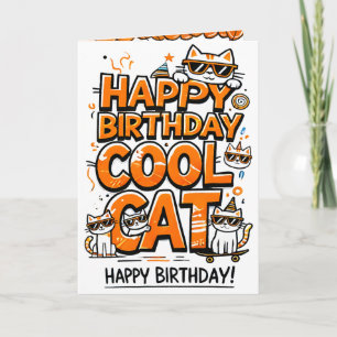 Cool Cat with Orange Shades Birthday card