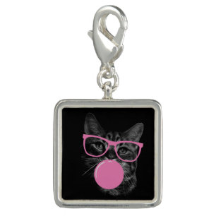 Cool Cat with Pink Glasses & Bubble Gum Charm