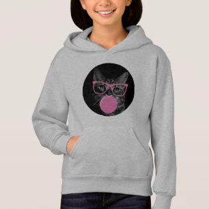 Cool Cat with Pink Glasses & Bubble Gum Hoodie