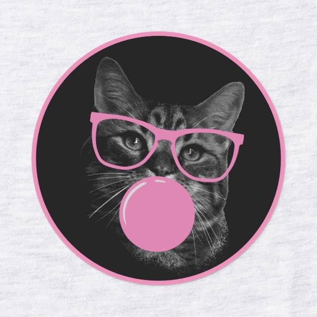 Cool Cat with Pink Glasses & Bubble Gum  Kids' Labels (Design 2)