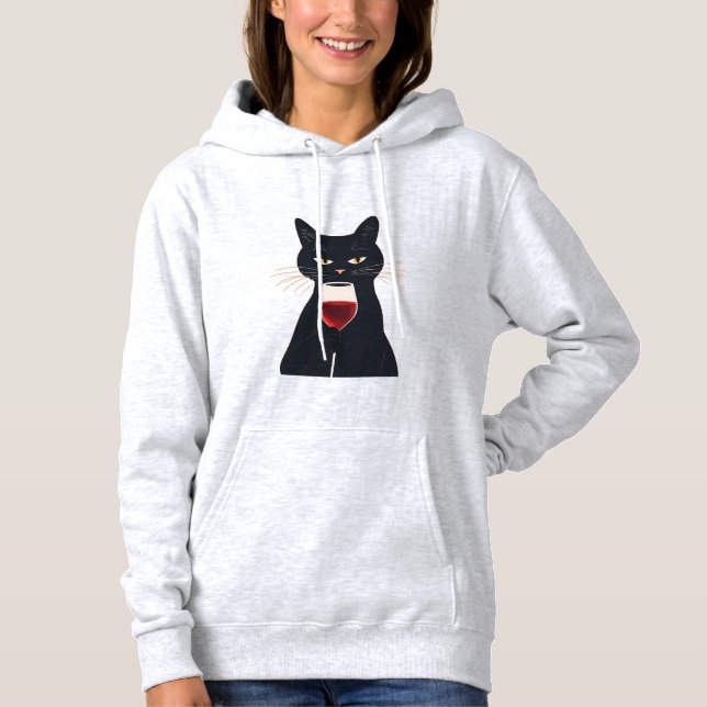 Cool Cat with Shades – Funny Black Cat Hoodie (Front)