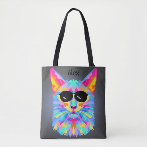 Cool cat with sun glasses tote bag