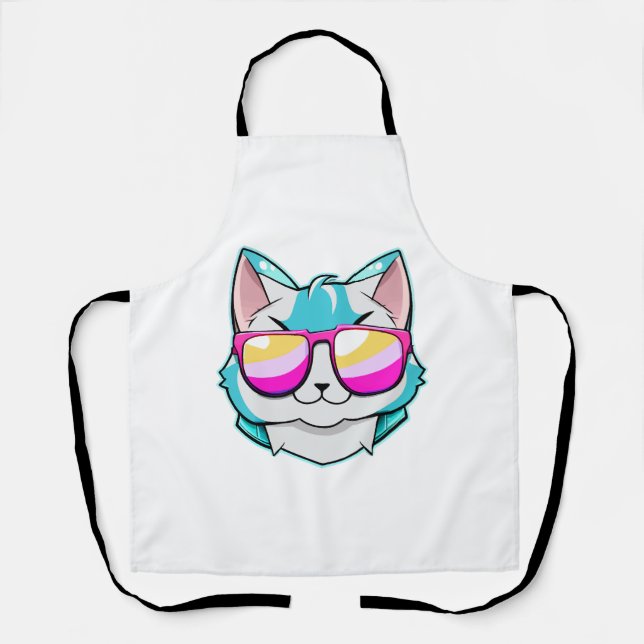 Cool cat with sunglasses   apron (Front)