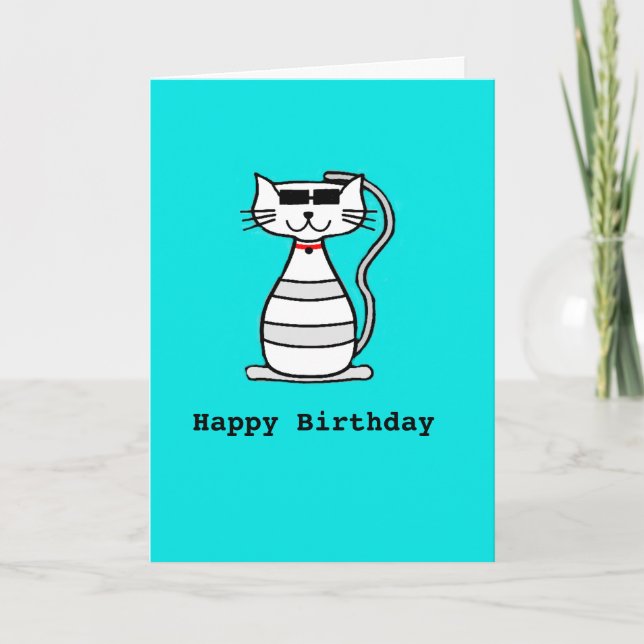 Cool Cat with sunglasses Card (Front)