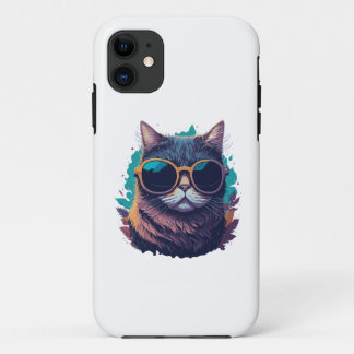 Cool cat with sunglasses iPhone 11 case