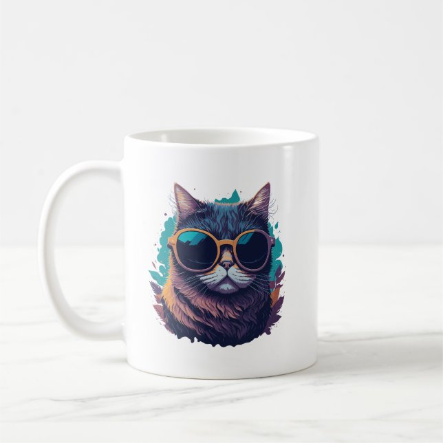 Cool cat with sunglasses coffee mug (Left)
