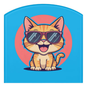 Cool Cat with Sunglasses – Cute Funny Kitty Design Door Sign