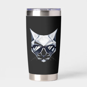 Cool Cat with Sunglasses Frosted Glass Mug - 16oz Insulated Tumbler
