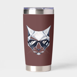 Cool Cat with Sunglasses Frosted Glass Mug - 16oz Insulated Tumbler