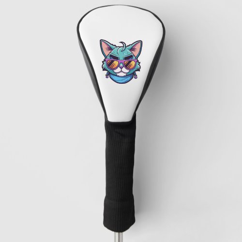 Cool cat with sunglasses  golf head cover