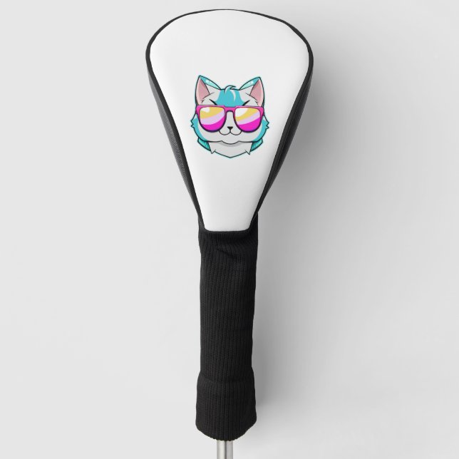 Cool cat with sunglasses   golf head cover (Front)