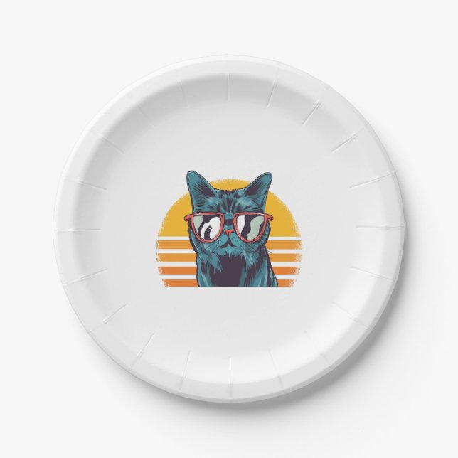 Cool Cat With Sunglasses   Paper Plates (Front)