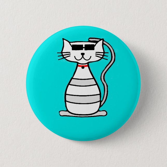 Cool Cat with sunglasses Pinback Button (Front)
