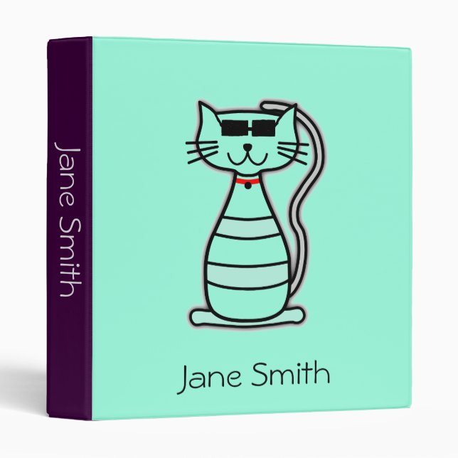 Cool Cat with sunglasses pop art student folder (Front/Spine)