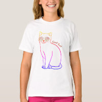 Cool Cat With Sunglasses Rainbow T-Shirt | Girls