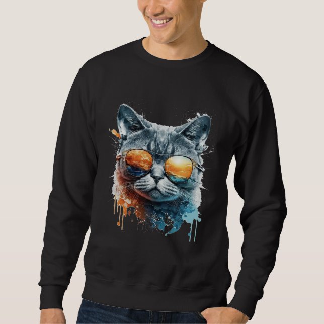 Cool Cat with Sunglasses Sweatshirt (Front)