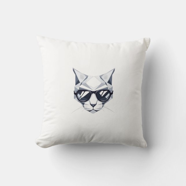 Cool Cat with Sunglasses Throw Pillow (Front)