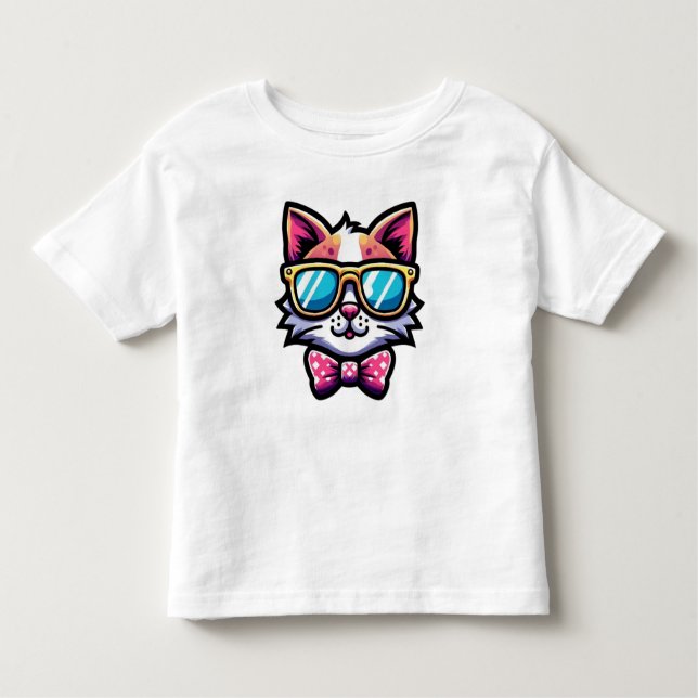Cool Cat with Sunglasses – Toddler kids T-Shirt (Front)