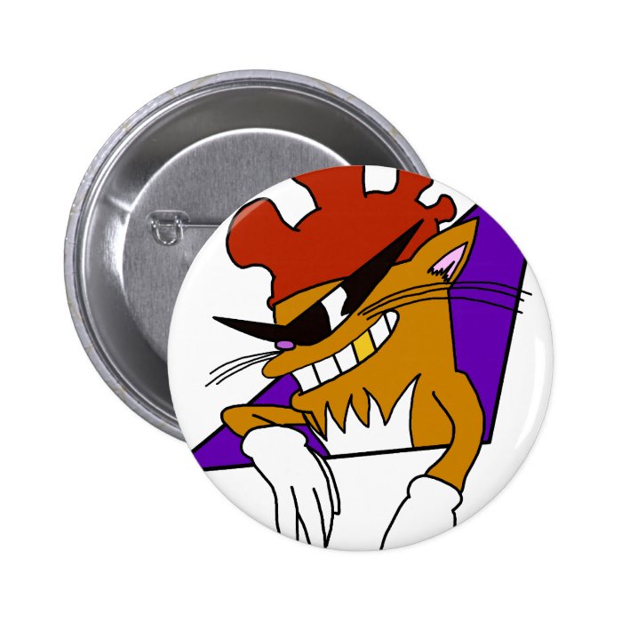 Cool Cat with the Roster Hat Pinback Button