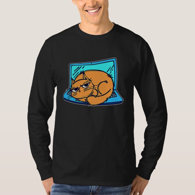 Cool cat work from home laptop home office T-Shirt (Front)