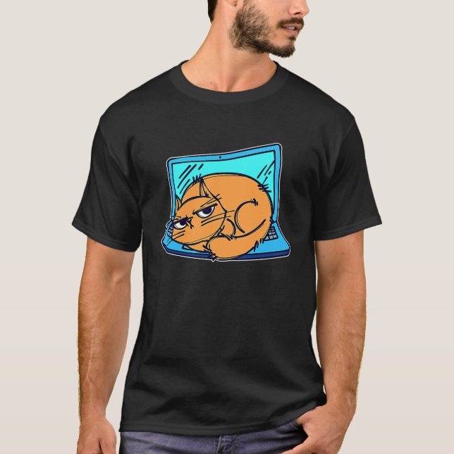 Cool cat work from home laptop home office T-Shirt (Front)