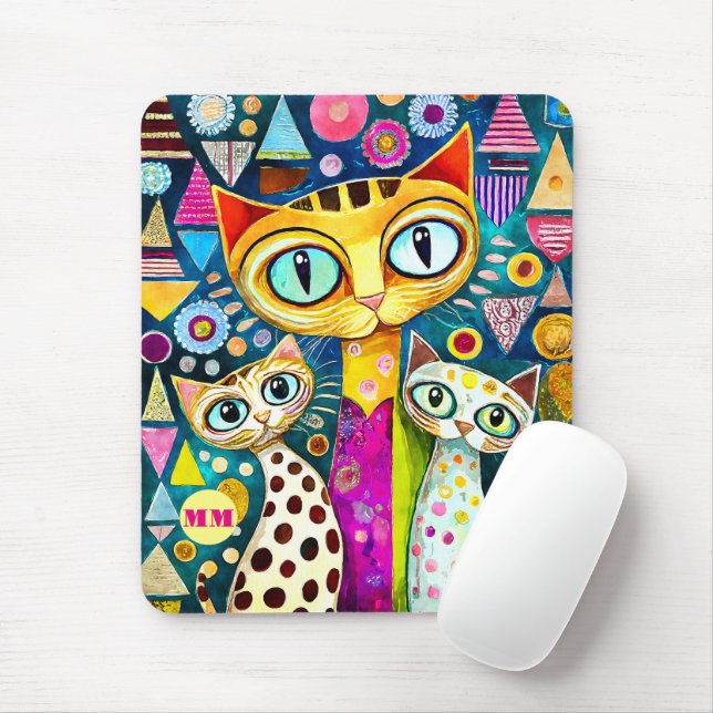 Cool Cats Abstract Mouse Pad (With Mouse)