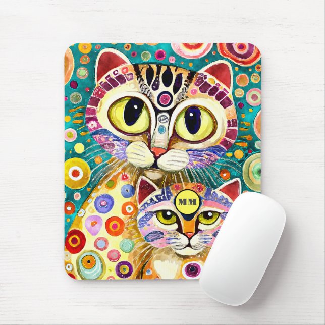 Cool Cats Abstract Mouse Pad (With Mouse)