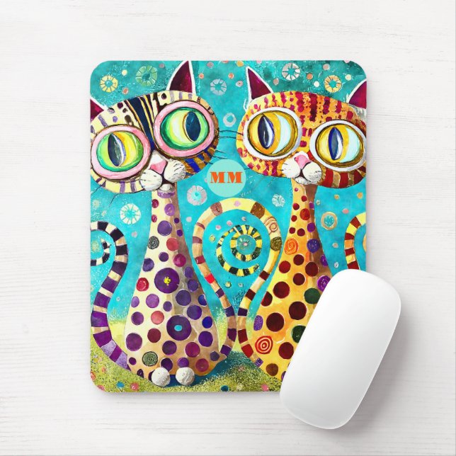 Cool Cats Abstract Mouse Pad (With Mouse)