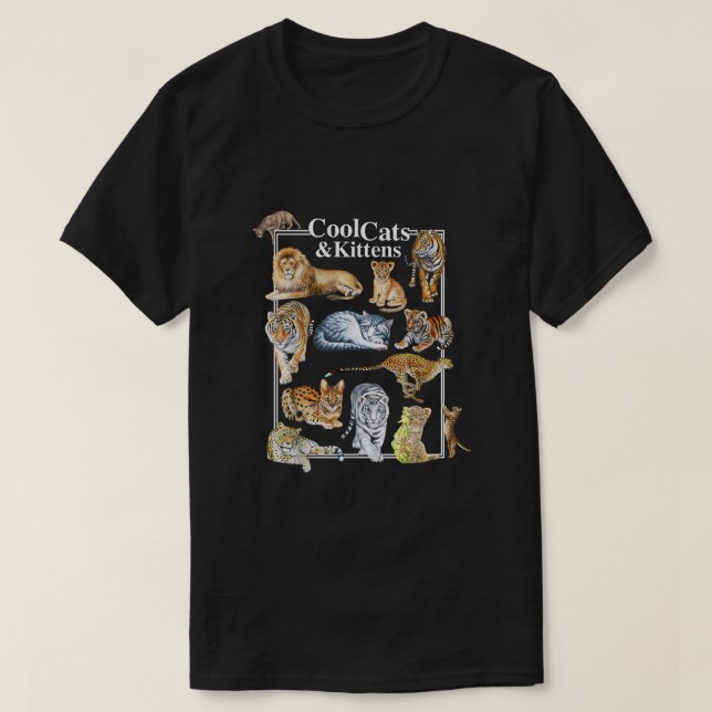 Cool Cats And Kittens Tiger Lion Leopard Felines T-Shirt (Design Front)