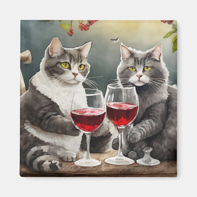 Cool Cats Are Drinking Wine Magnet! Magnet (Front)