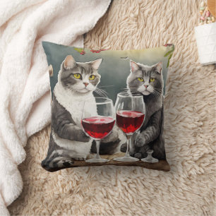 Cool Cats Are Drinking Wine Pillow! Throw Pillow