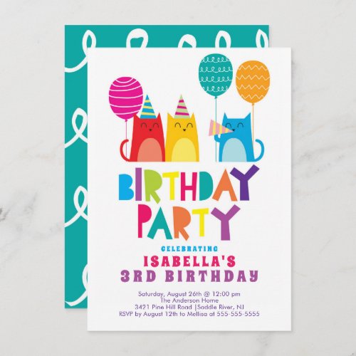 Cool Cats Birthday Party Invitation