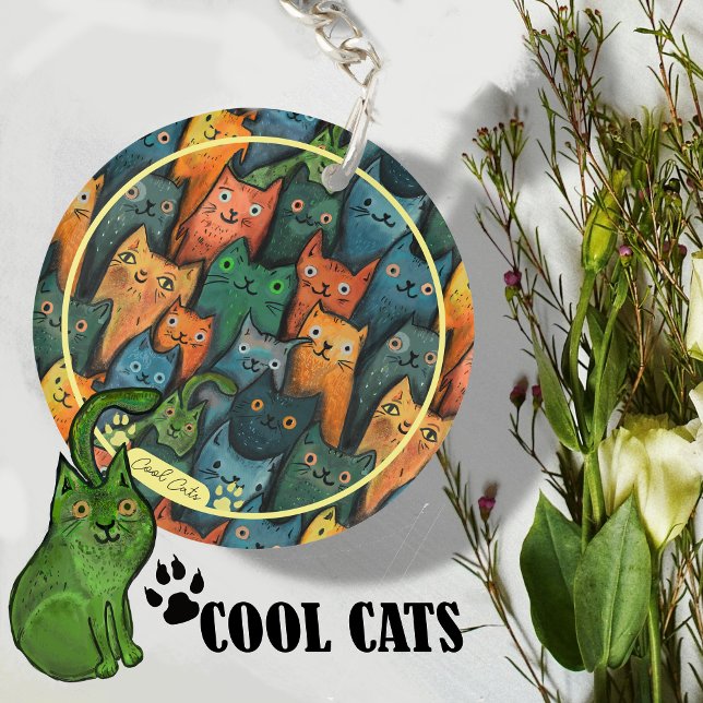 Cool Cats Cartoon Colorful Keychain (Cool Cats Cartoon Colorful Keychain)