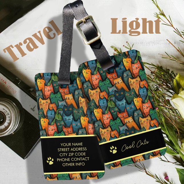Cool Cats Cartoon Colorful Luggage Tag (Cool Cats Cartoon Colorful Luggage Tag)