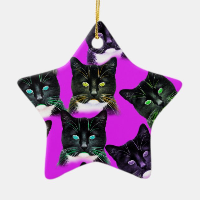 Cool Cats Ceramic Ornament (Front)