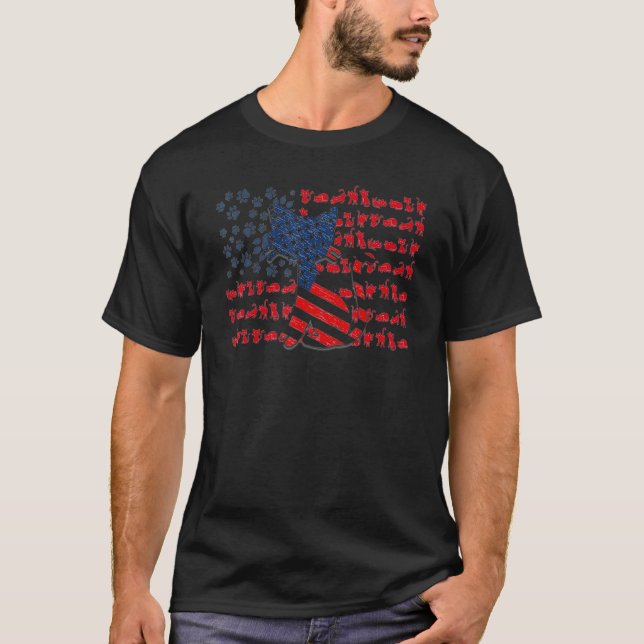 Cool Cats Kitten American Flag T-Shirt (Front)