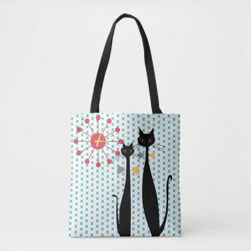 Cool Cats Mid Century Modern Atomic Era MCM Tote Bag