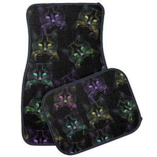 Cool Cats on Black Car Floor Mat