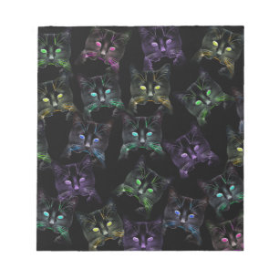 Cool Cats on Black! Multi-colored Cats Notepad